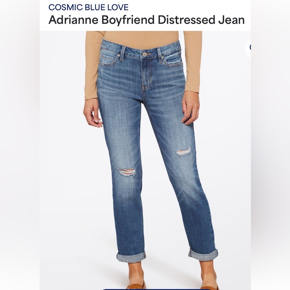 Cosmic Blue Love Adrianna Distressed Boyfriend Jeans in Stockholm